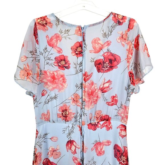 Charlotte Russe Womens Med Floral Maxi Dress Wrap Detail Flutter Sleeves Flowy - Picture 4 of 10